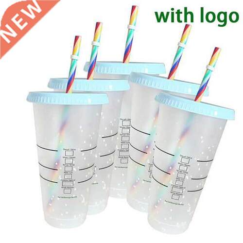 710ml Staw Cu With Lid With Logo Coffee Cu eusable Cus