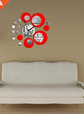 Circles Acrylic Mirror Modern Style Wall Clock Removable Dec