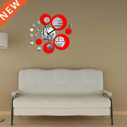 Circles Acrylic Mirror Modern Style Wall Clock Removable Dec