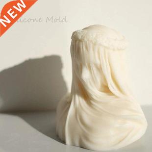 Art Veiled Girl Candle Silicon Mold  Woman Sculpture