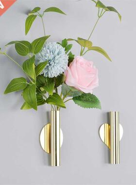 Nordic Style Rose Golden Stainless Steel Vase Wall Holder Fl