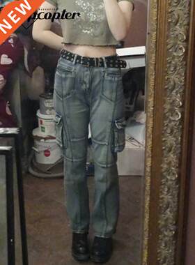 Rapcopter Vintage Jeans High Waisted Pockets Trousers aggy