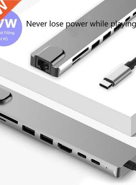 Newest 8 in 1 USB-C Hub Aluminum Alloy HD 2 USB 3.0 Adapter