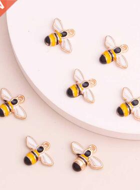 10pcs 14x13mm tiny bee enamel charm for jewelry making and c