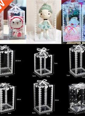 10pcs Transparent Plastic Gift Boxes With Bowknot Ribbon