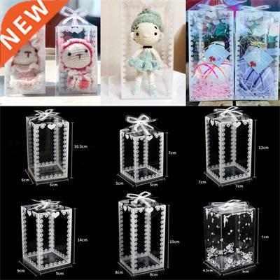 10pcs Transparent Plastic Gift Boxes With Bowknot Ribbon