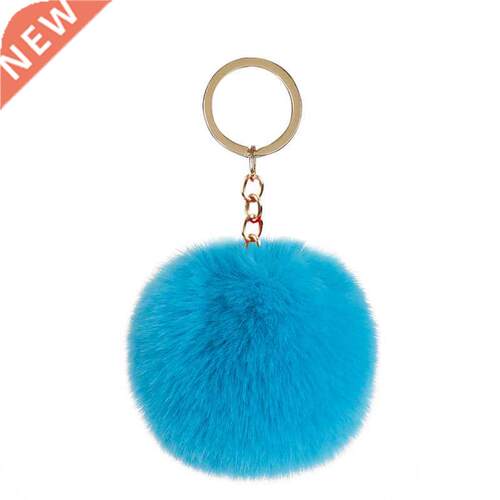 Fluffy Fur Pom Pom Keychain Soft Faux Rabbit Fur Ball Car Ke
