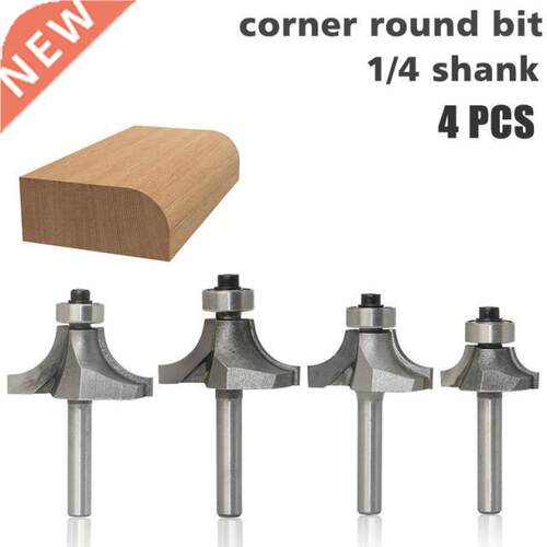4PC 1/4 Shank Round-Over Router Bits for wood Woodworking To