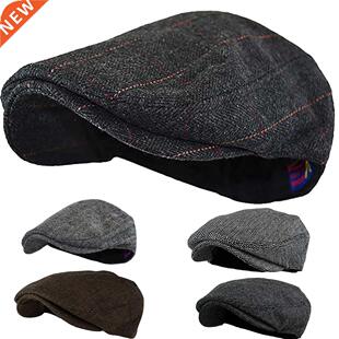 Beret Hat Unisex Flat Cap Men Women Soft Houndstooth Retro H