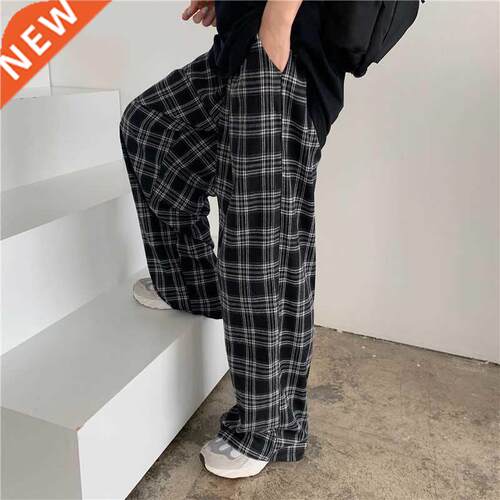 Oversize XL Plaid Pants Women Casual Loose Wide Leg Trouser