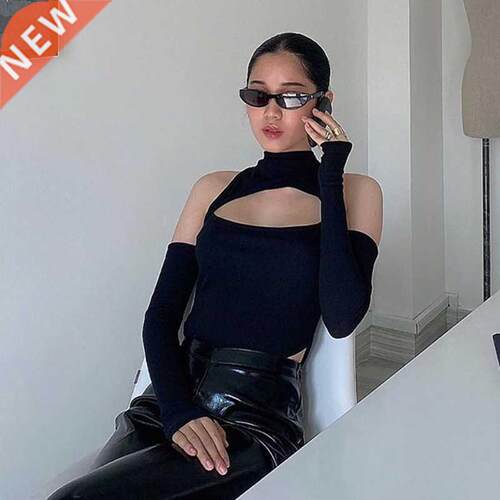 High Fashion Women’s Long-sleeved Bodysuit Solid Color Holl