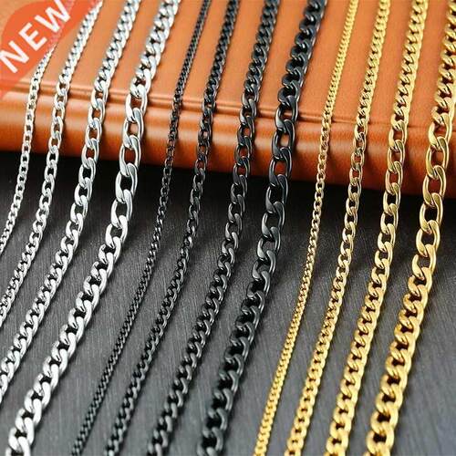 Vnox Men's Cuban Link Chain Necklace Stainless Steel Black G