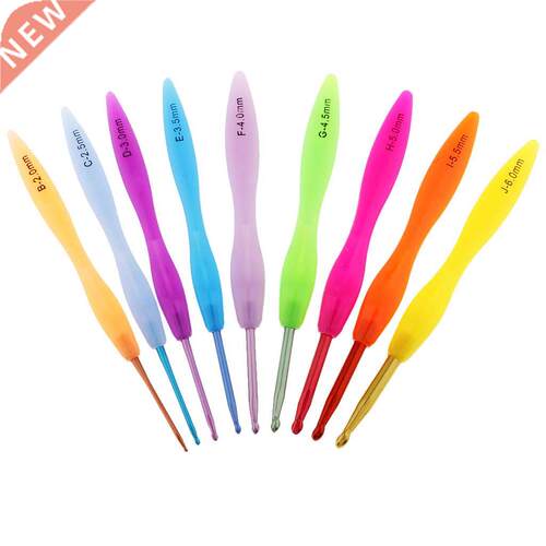 9Pcs Multi Coloured Aluminium Crochet Hooks for Arthritic Ha