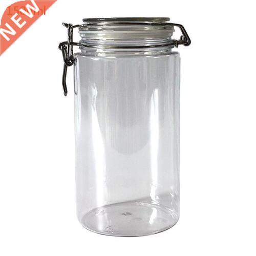 4 Sizes Plastic Round Clip Top Storage Jar With Airtight