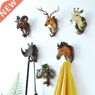 Cretive Retro niml hed decortion hooks bthroom clok