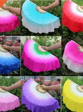 2pcs Chinese Short Bellydance Fan 0cm Bamboo+10cm Half Circ