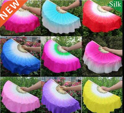 2pcs Chinese Short Bellydance Fan 0cm Bamboo+10cm Half Circ