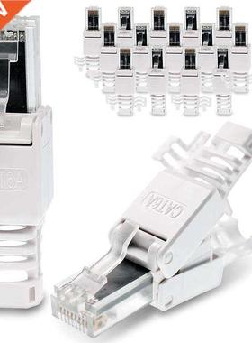 16 Pieces Network Connectors, Tool-Free CAT6A RJ45 LAN UTP C