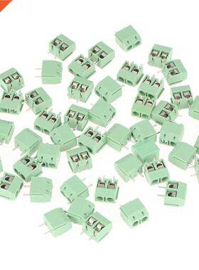 50pcs 2 Pin 5mm Pitch Green PCB Screw Terminal Block Connect