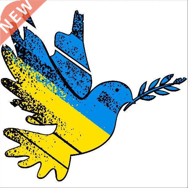 dove peace pvc sticker yellow blue dove with olive peace