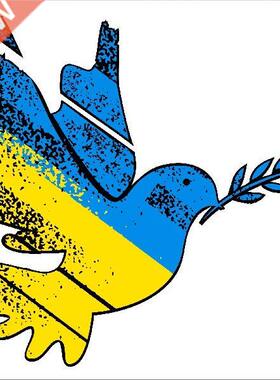 Dove Peace PVC Sticker Yellow Blue Dove With Olive Peace