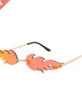 2022 Luxury Fashion Fire Flame Sunglasses Women Rimless Wav