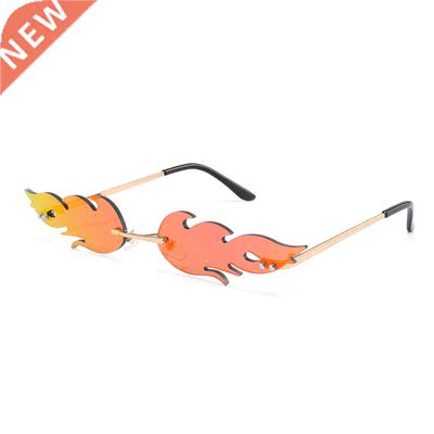 2022 Luxury Fashion Fire Flame Sunglasses Women Rimless Wav