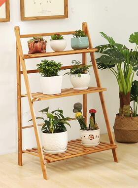 Folding Bamboo Plant Stand 3-Tier Flower Pot Rack Display Sh