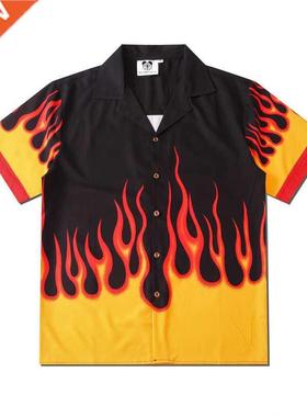 Men's Clothng 2022 Fashon Vntage Flame Prnt Magla Short