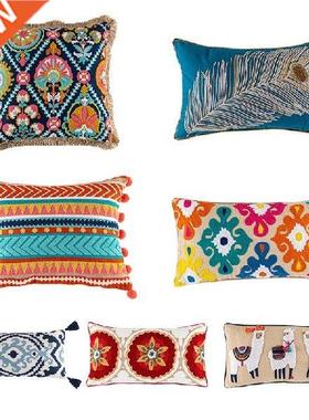 Vintage Bohemian Style Tufted Lumbar Pillow Case
