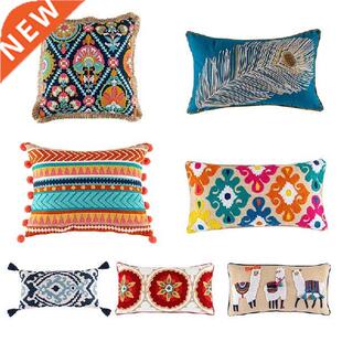 Vintage Bohemian Style Tufted Lumbar Pillow Case