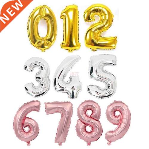 1pc 16 32 40 inch Number Foil Ballon Rose Gold Silver