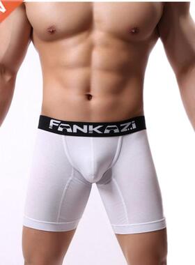 Men Long Leg Boxer Cotton Shorts Men Underwer Mid Wist Und