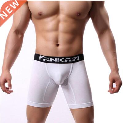 Men Long Leg Boxer Cotton Shorts Men Underwer Mid Wist Und