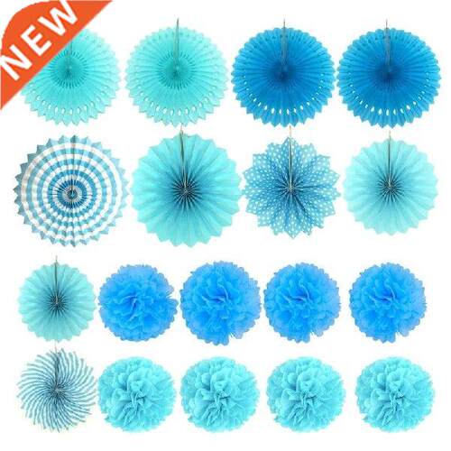 Paper Fans Tissue Pom Poms Dot Garland Triangular Banner