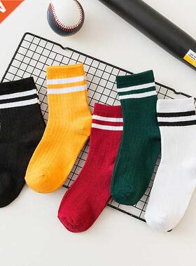 5 Pairs Faion Women Socks Set 2 Bar Stripes Middle Tube Br