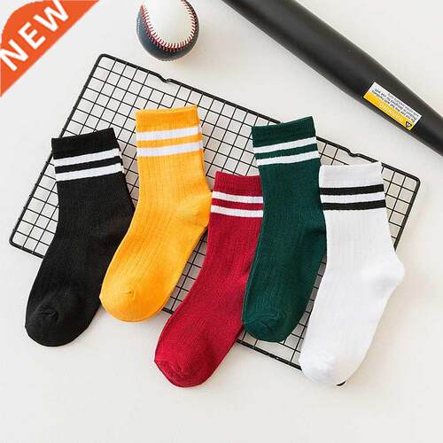 5 Pairs Faion Women Socks Set 2 Bar Stripes Middle Tube Br