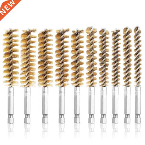 10Pcs Bore Brush Set Brass Twisted Wire Cleaning Brush Set W