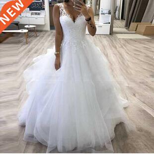 ZJ9210 V-neck Princess Ball Gown Wedding Dress With Tiered T
