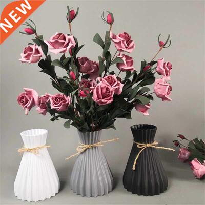Modern Plastic Vases Imitation Ceramic Flower Pot Vase Baske