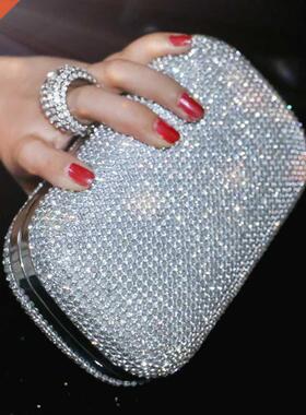 Shinny Glitter Evening Bags Rhinestone Hard-Surface Box Bags