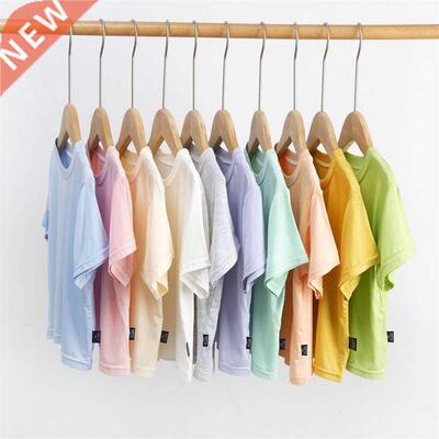 Kids T-shirts Summer Short Sleeve Solid Color ops Boys and G