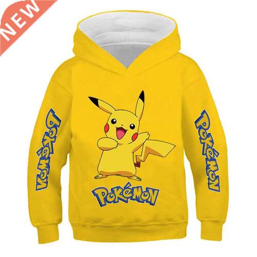 Pokemon Baby Boys Cool Pikachu Hoodie 4-14Years Cartoon Swea