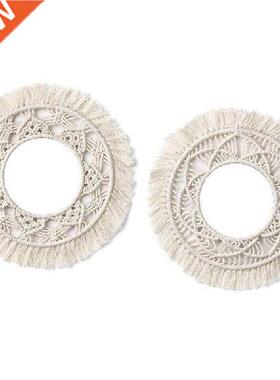 Boho Round Macrame Mirror Makeup Porch Decorative Hanging
