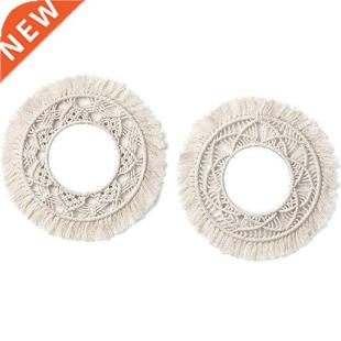 Boho Round Macrame Mirror Makeup Porch Decorative Hanging