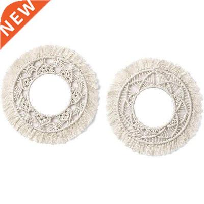 Boho Round Macrame Mirror Makeup Porch Decorative Hanging