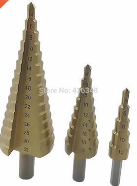 3pcs Hss Step Cone Drill Coated Hole Cutter Bit Set 4-12mm 4