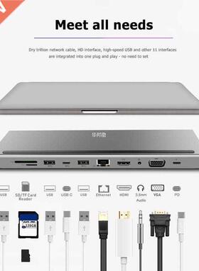 11 in 1 USB C HUB to 4K HDMI VGA .5mm Audio USB-C USB.0 J