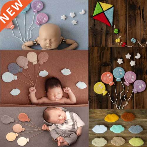 1 Set Newborn Photography Props Handmade Wool Felt Star Moon