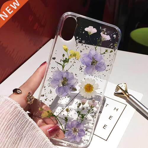Qianliyao Dried Flower Silver foil Clear Phone Cases For iPh